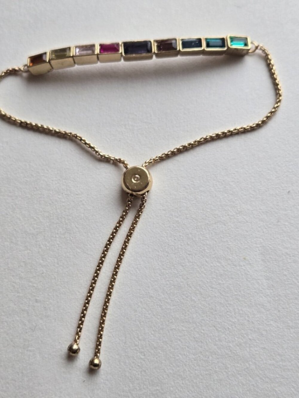 Rainbow Cubic Zirconia Bolo Slider Bracelet